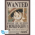 Poster, ONE PIECE WANTED LUFFY (52X38 CM)